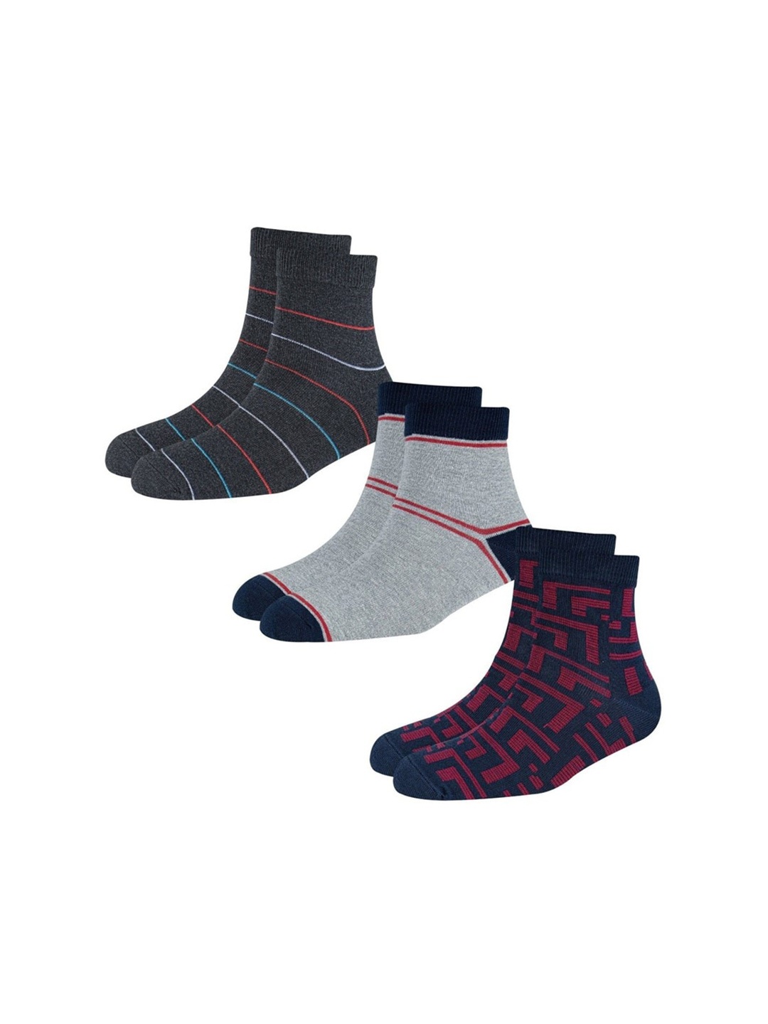 

Cotstyle Men Pack Of 3 Assorted Patterned Ankle Length Socks