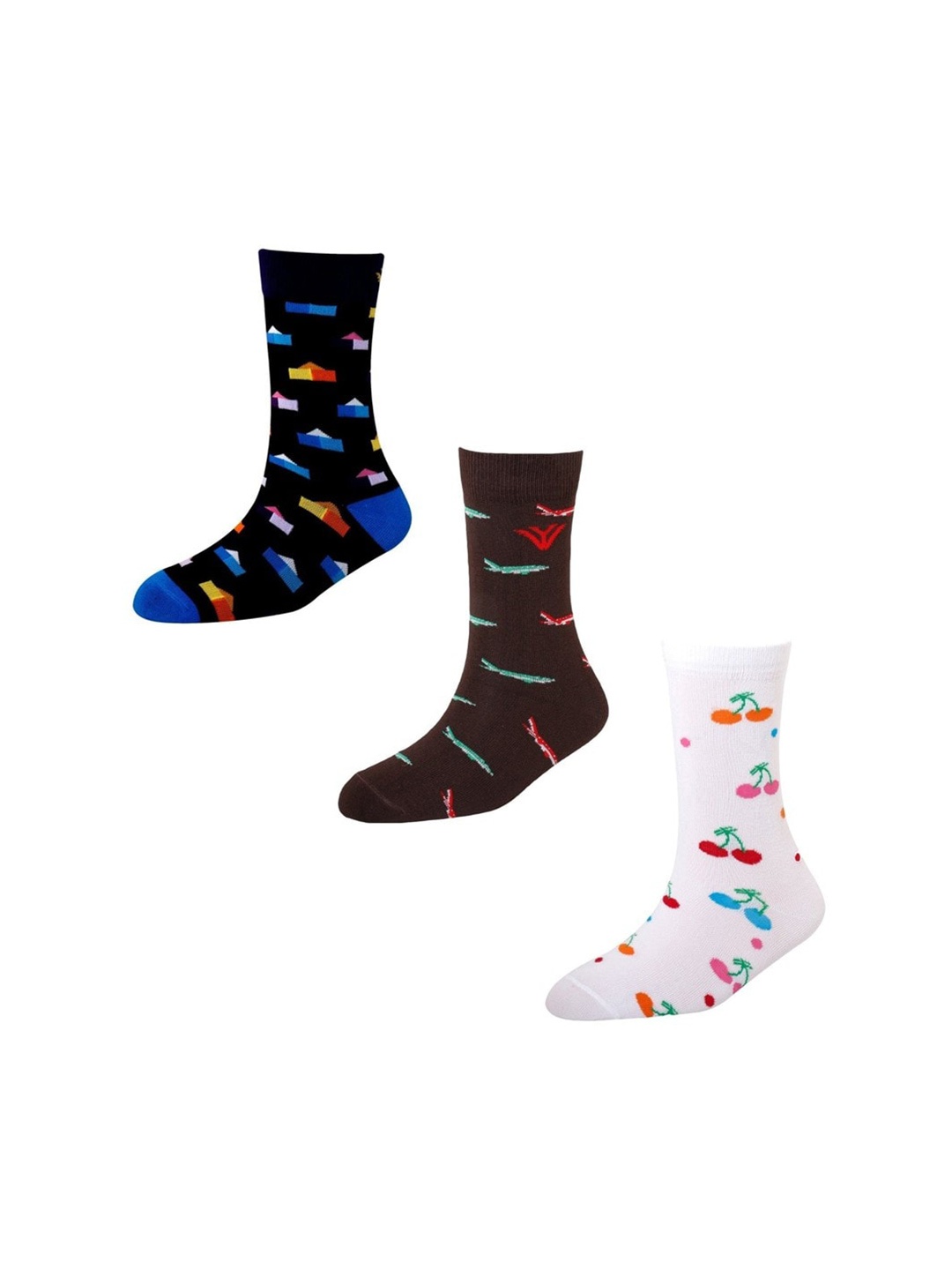 

Cotstyle Men Pack Of 3 Patterned Ankle Length Socks, Black