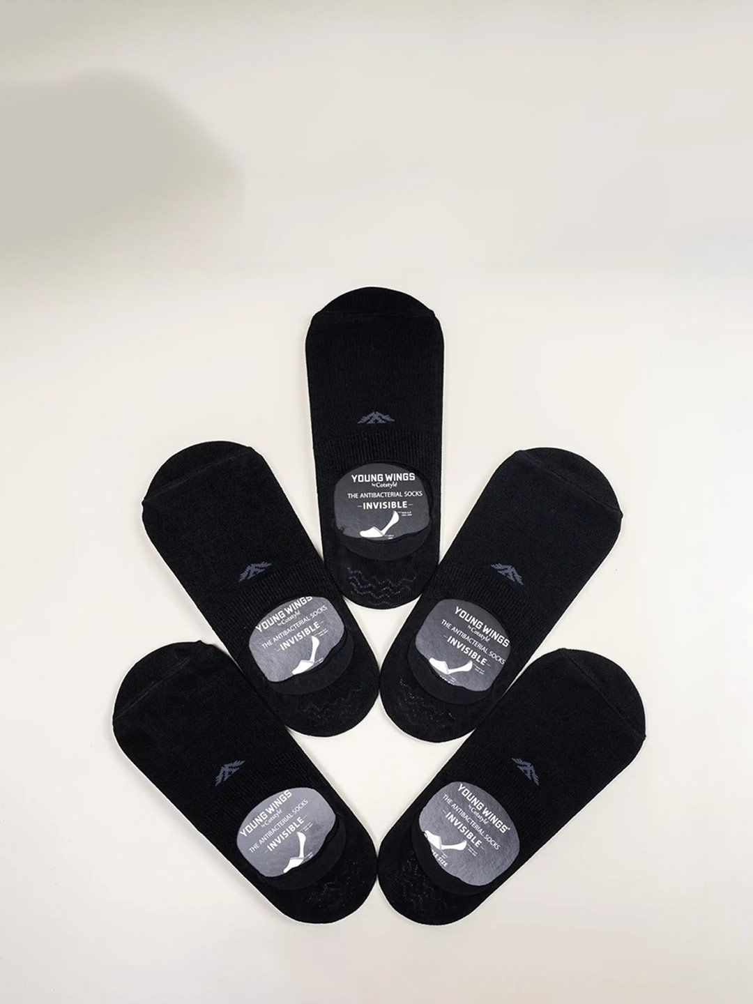 

Cotstyle Men Pack Of 5 Bamboo Anti-Bacterial Shoe Liners, Black