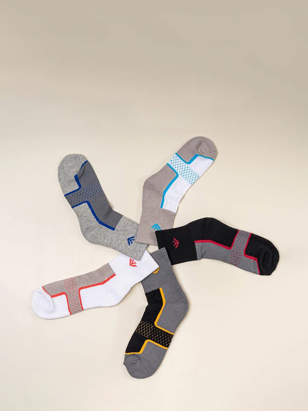 Cotstyle Men Pack Of 5 Assorted Ankle-Length Socks