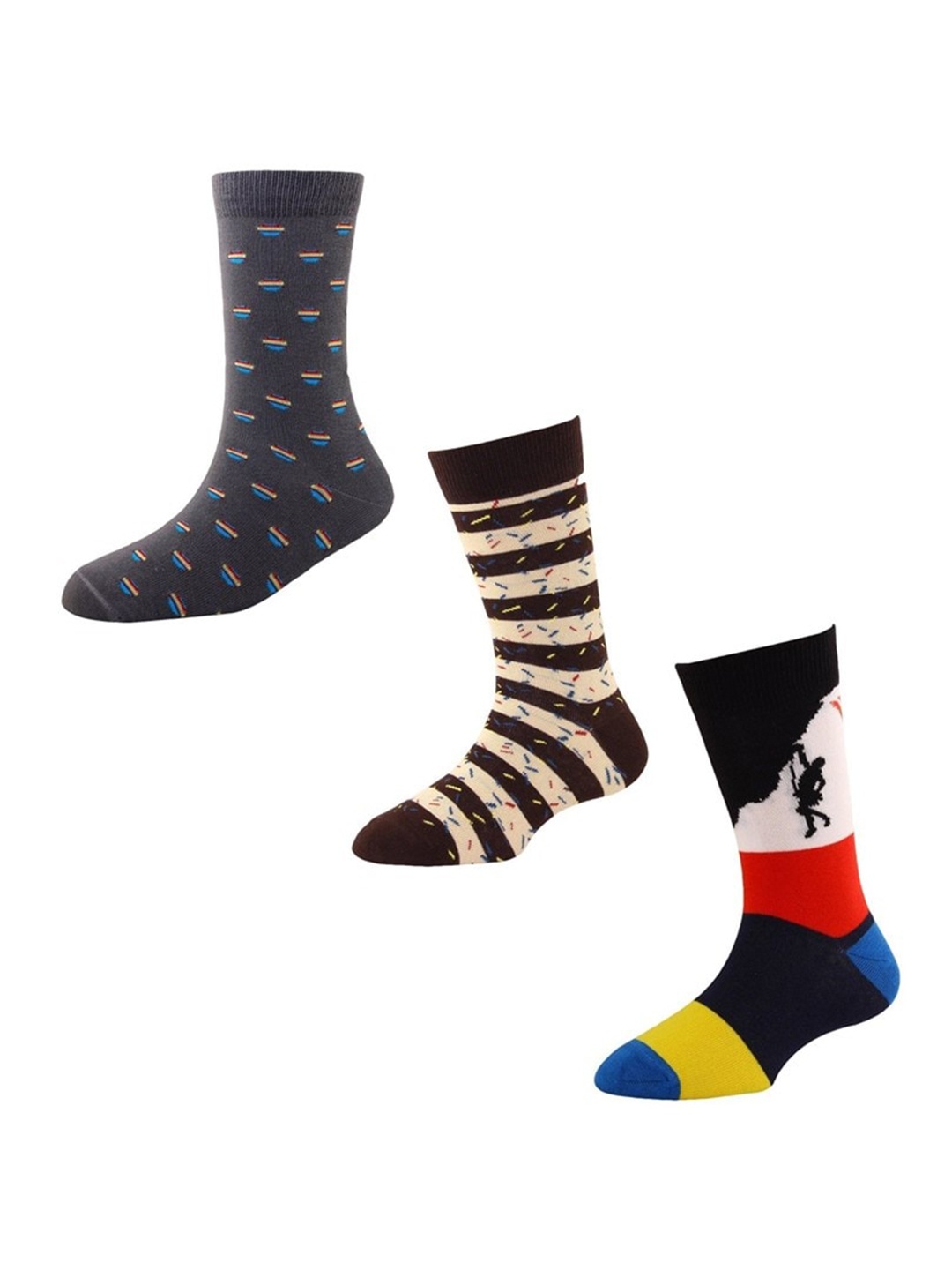 

Cotstyle Men Pack Of 3 Assorted Calf-Length Socks