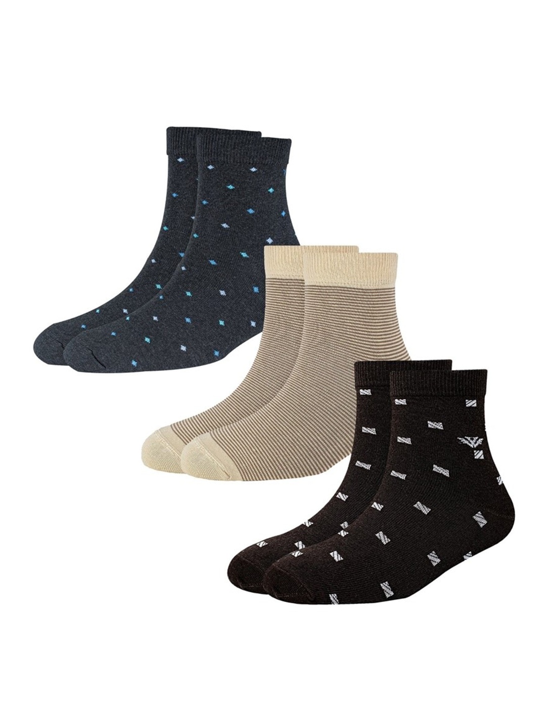 Cotstyle Men Pack Of 3 Assorted Anti-Bacterial Above Ankle Socks