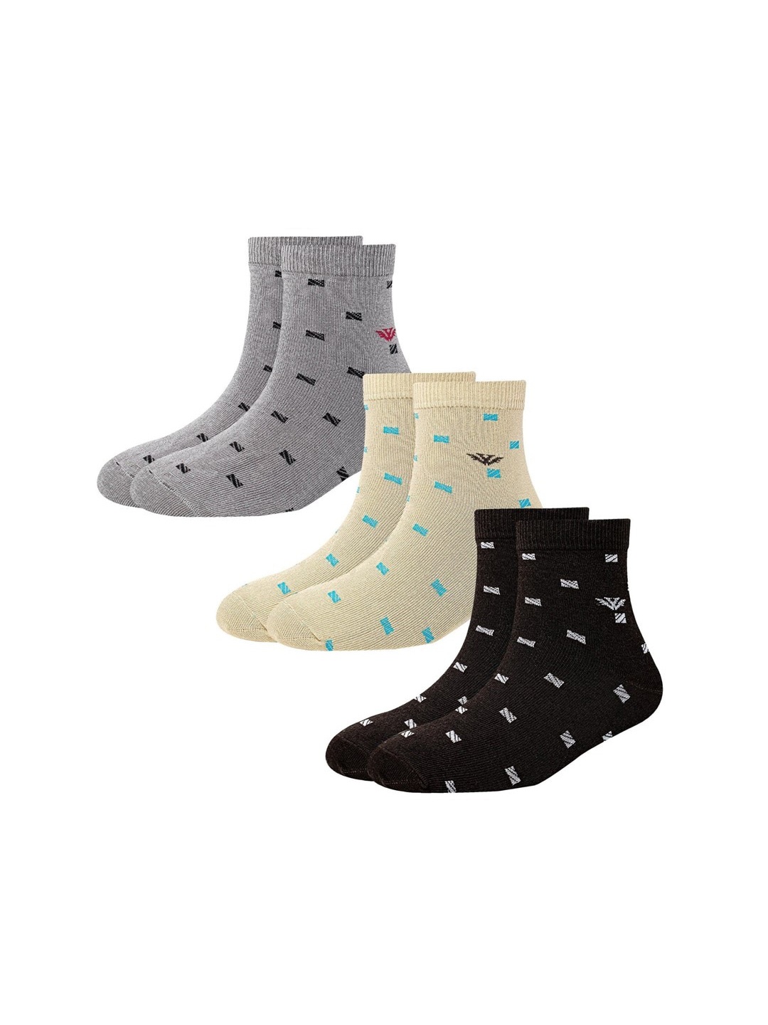 

Cotstyle Men Pack Of 3 Assorted Patterned Anti-Bacterial Ankle-Length Socks