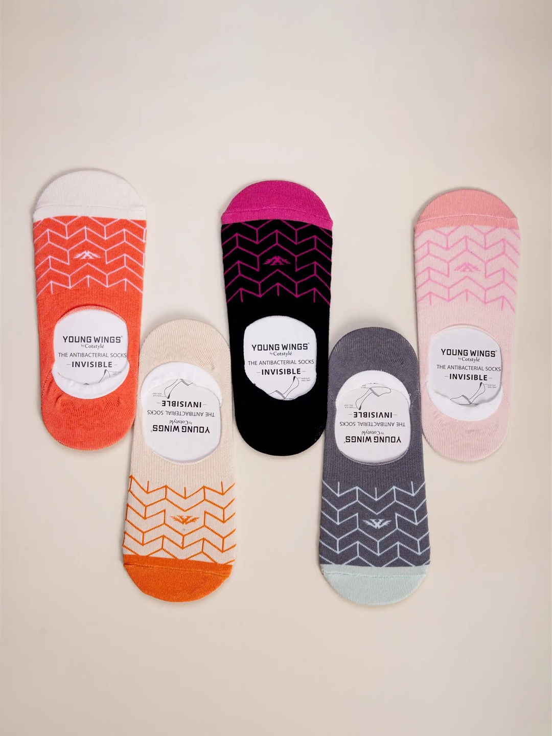 

Cotstyle Men Pack Of 5 Assorted Patterned Shoe Liners Socks