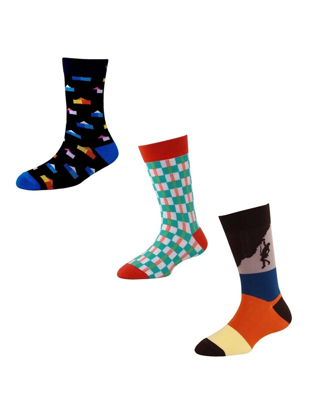 

Cotstyle Men Pack Of 3 Assorted Calf-Length Socks