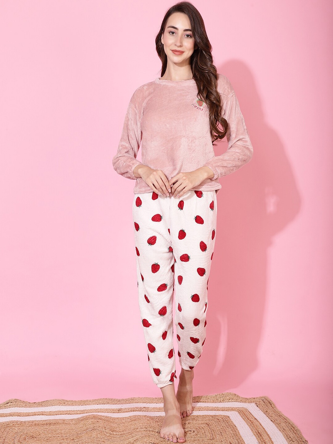 

TAG 7 Quirky Printed Fur Night Suit, Pink