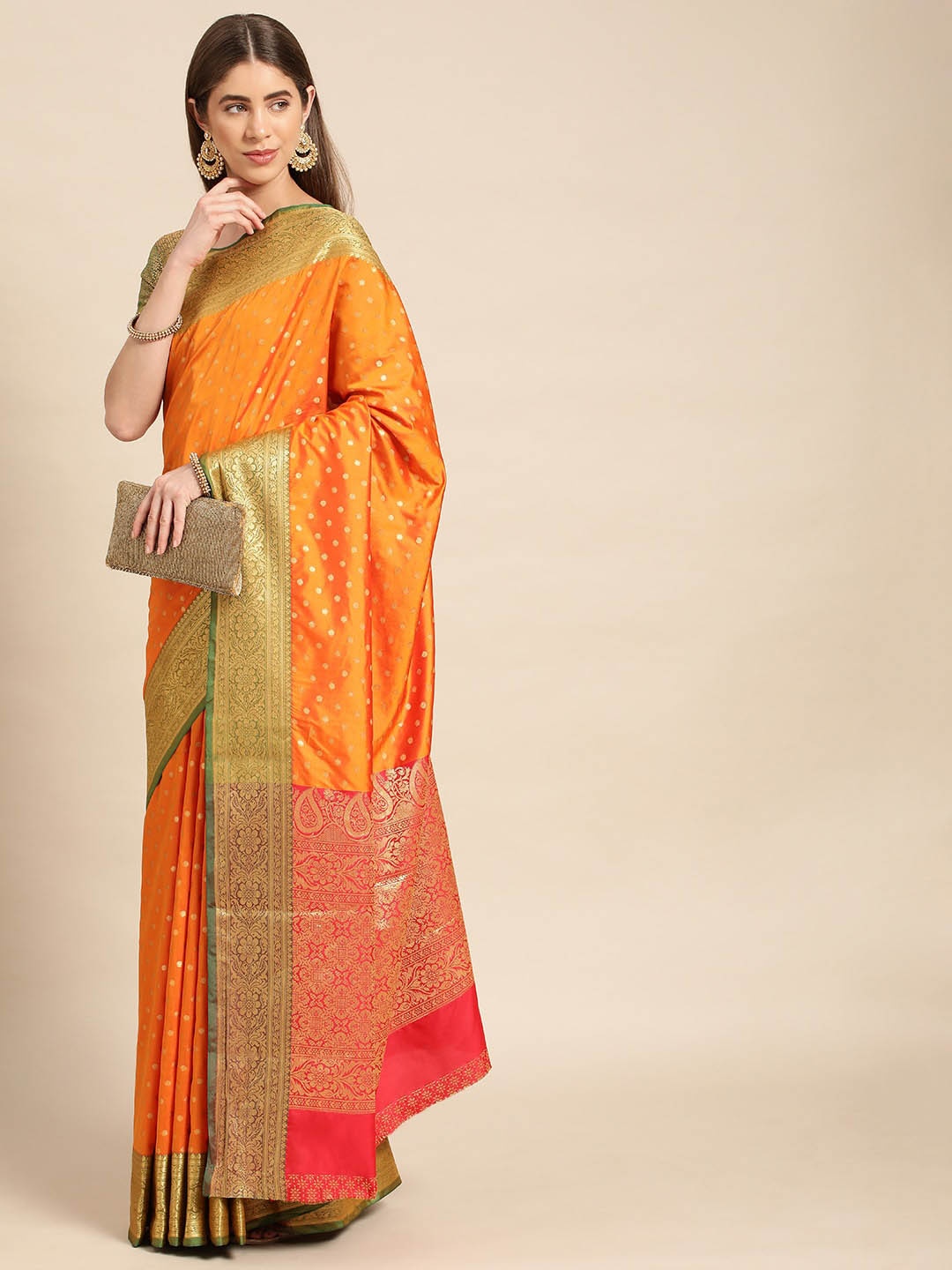 

Mitera Woven Design Zari Banarasi Saree, Mustard