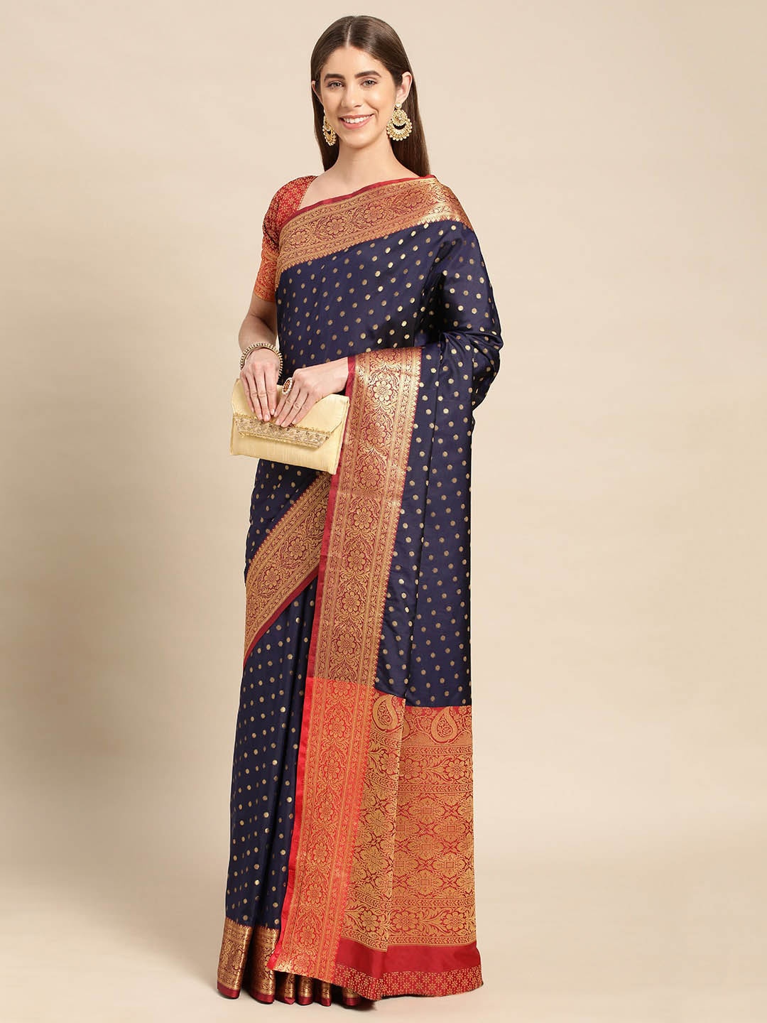 

Mitera Woven Design Zari Banarasi Saree, Navy blue