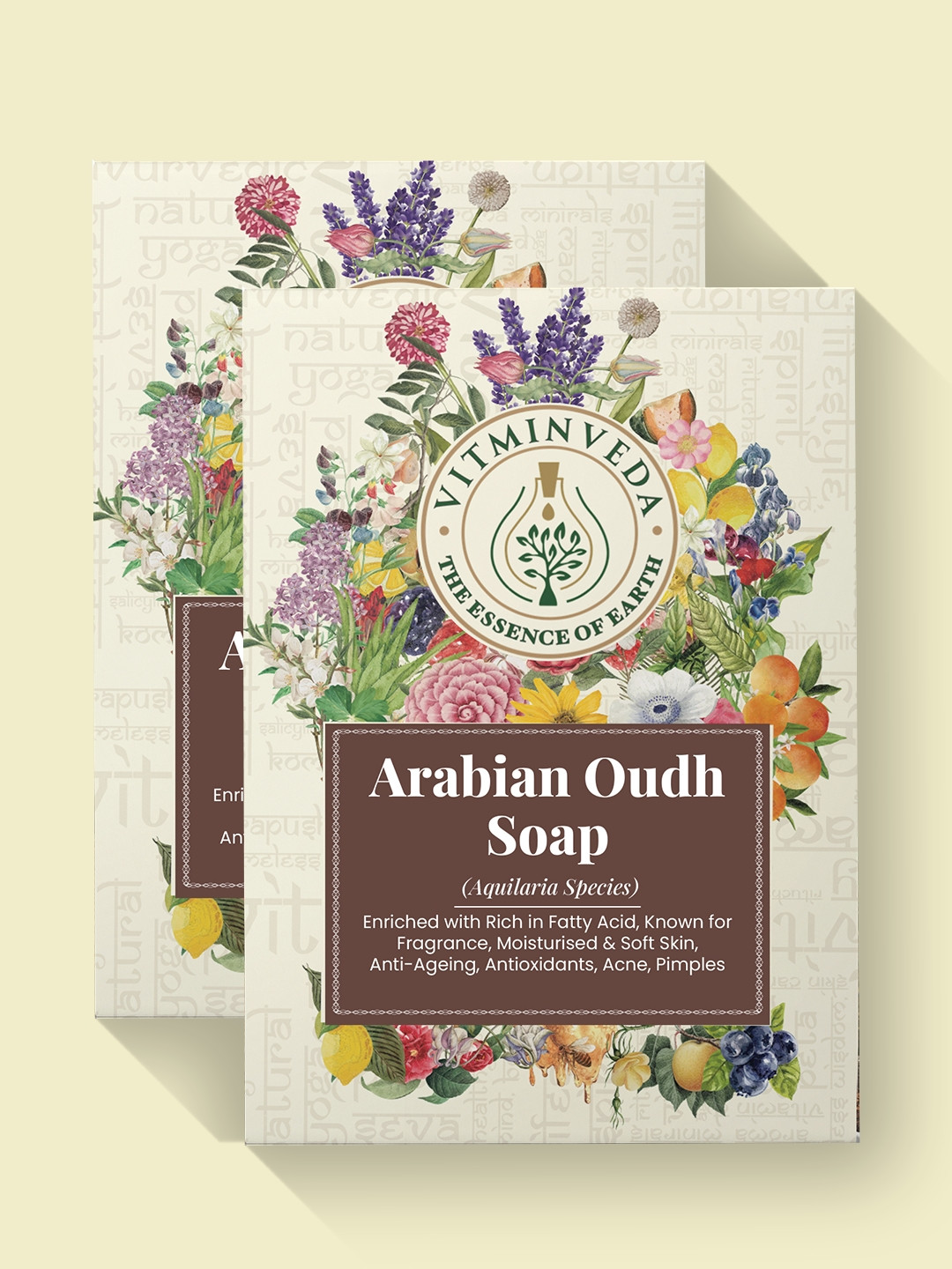 

VITMINVEDA Set Of 2 Natural Arabian Oudh Herbal Soap Bar - 125g Each, Brown