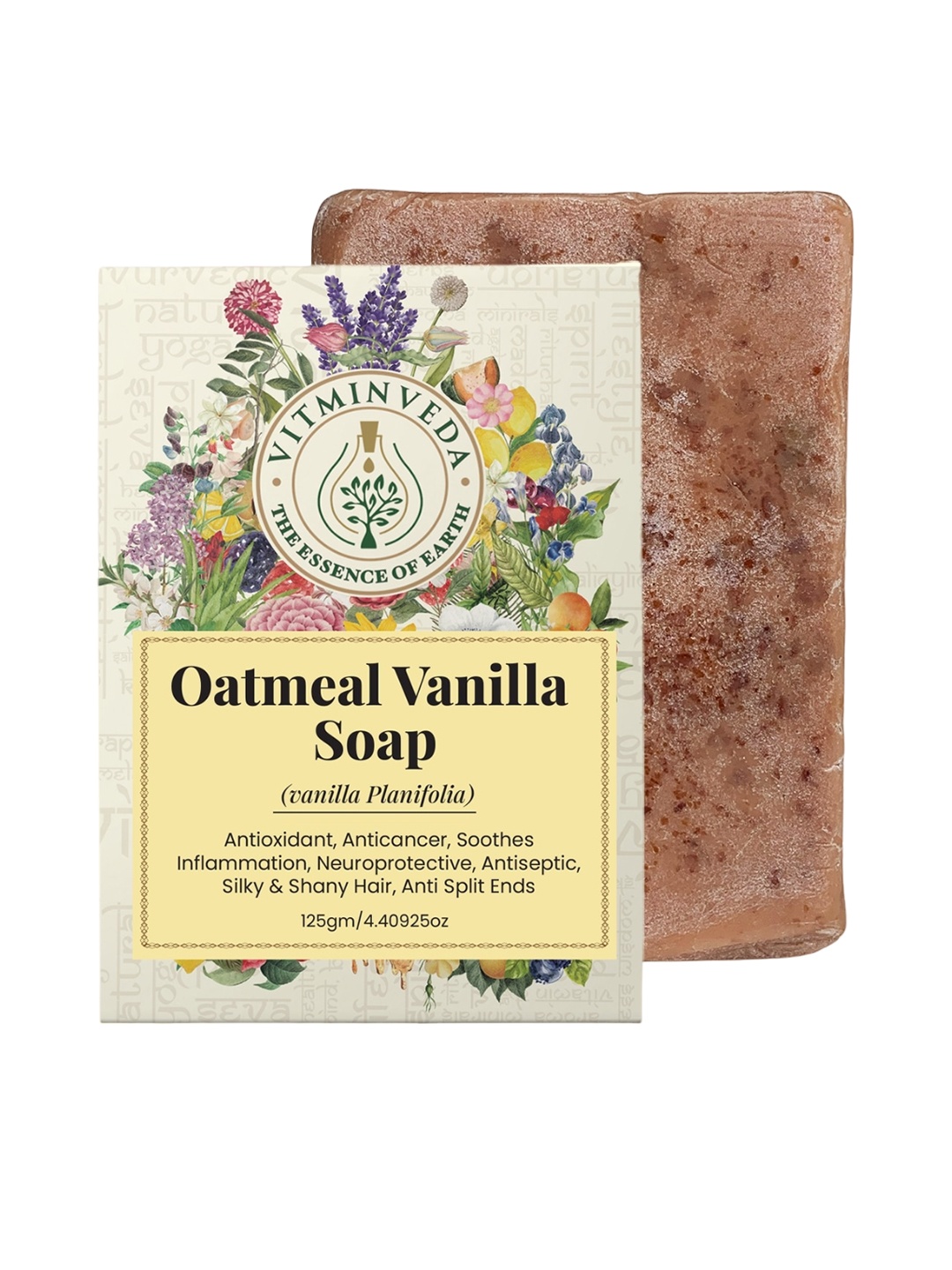 

VITMINVEDA Natural Oatmeal Vanilla Herbal Soap Bar - 125g, Brown