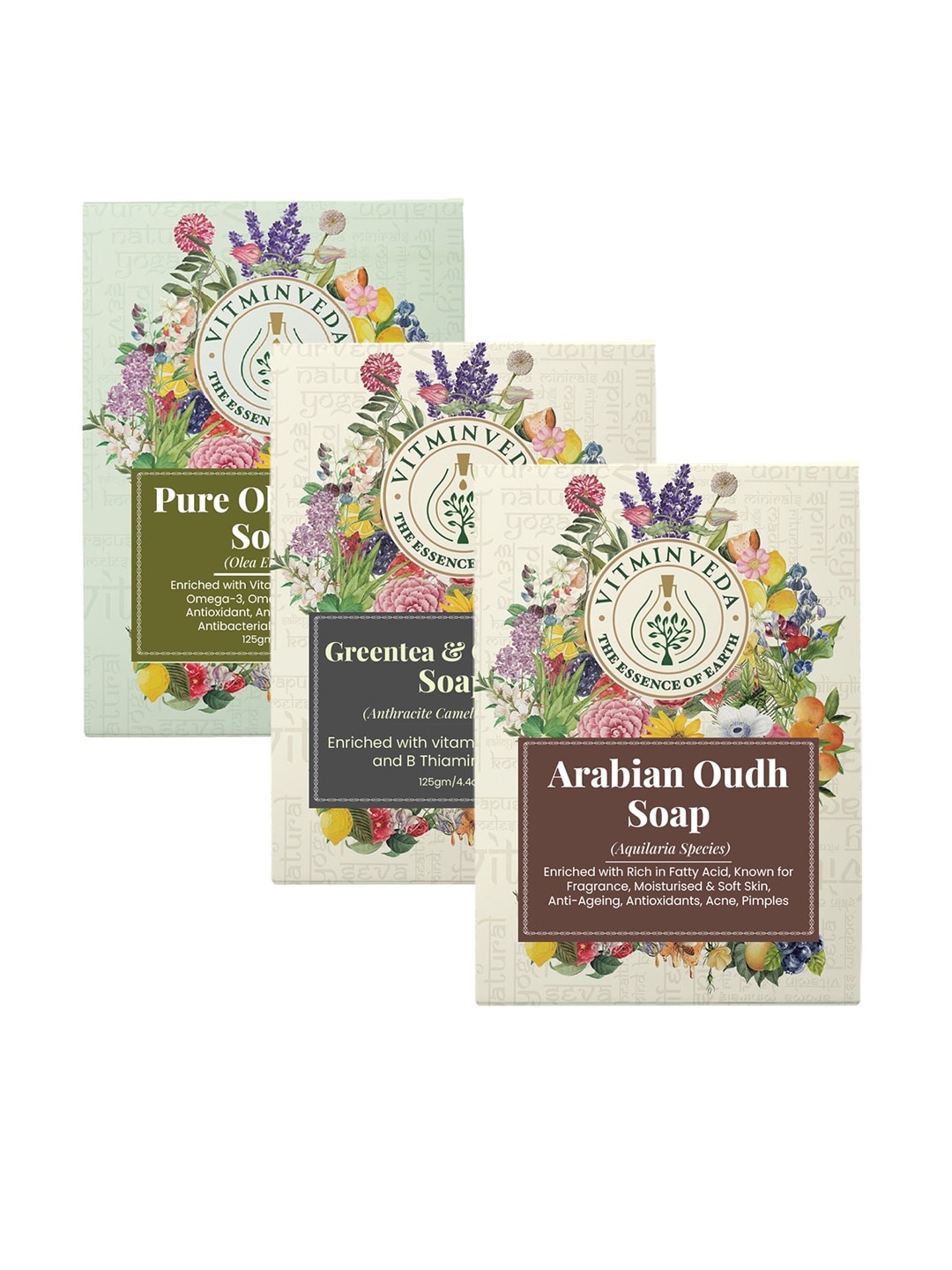 

VITMINVEDA Set Of 3 Natural Soap Combo - 125g Each, Multi