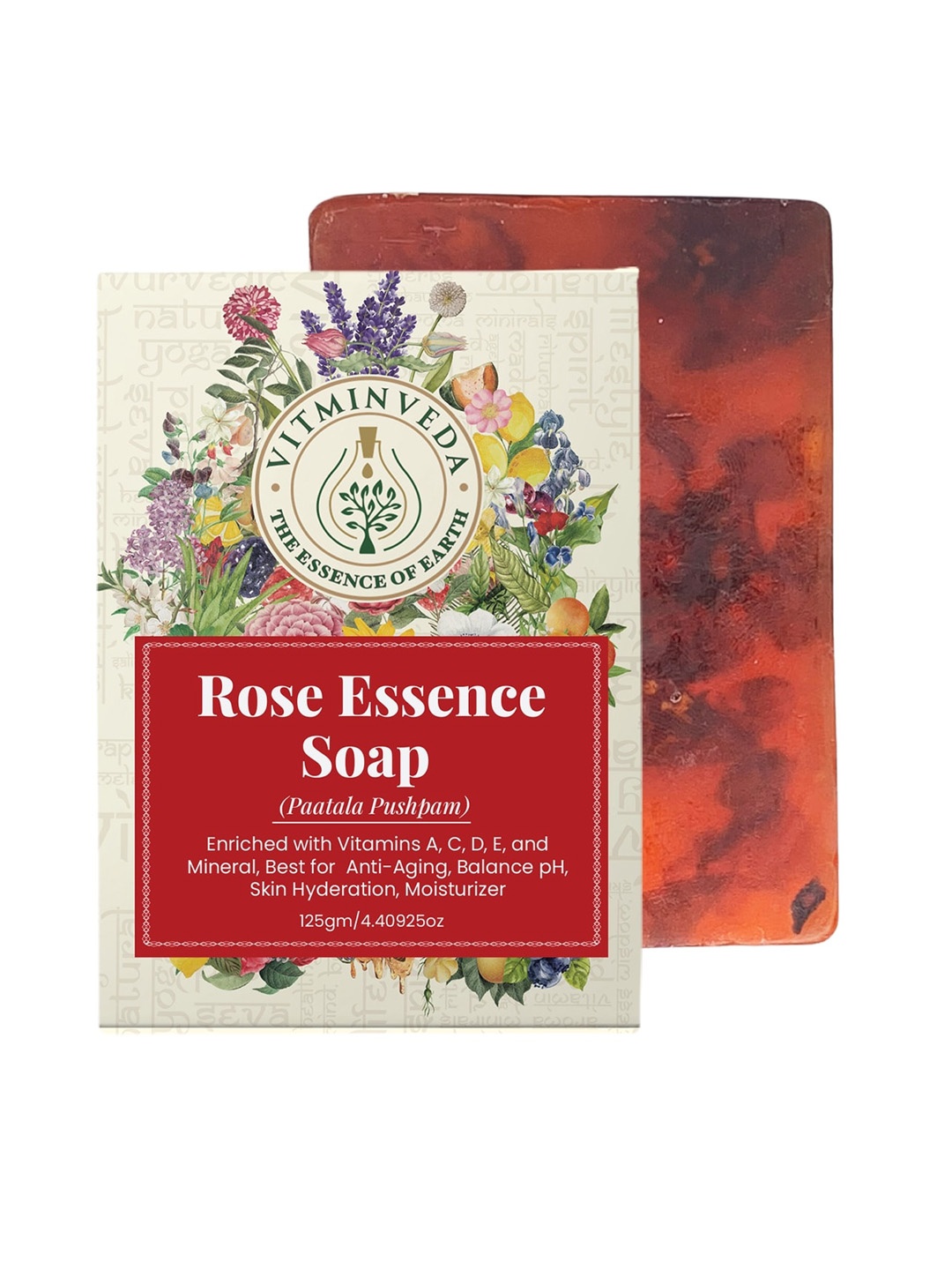 

VITMINVEDA Natural Rose Essence Soap - 125g, Red