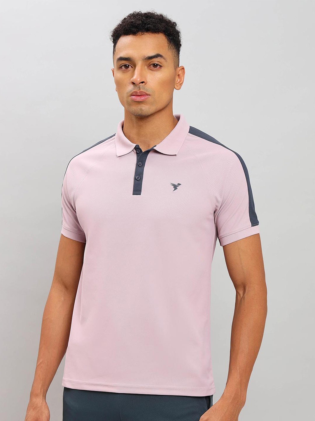 

Technosport Polo Collar Anti Static Raglan Sleeves Slim Fit Sports T-Shirt, Pink