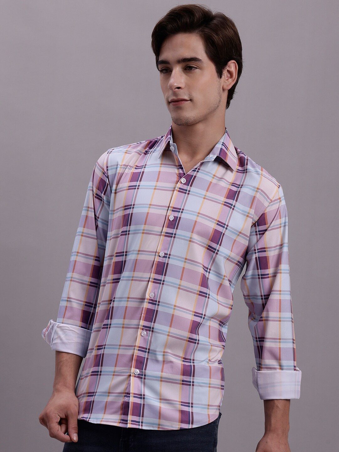 

JAINISH Classic Checked Casual Shirt, Purple