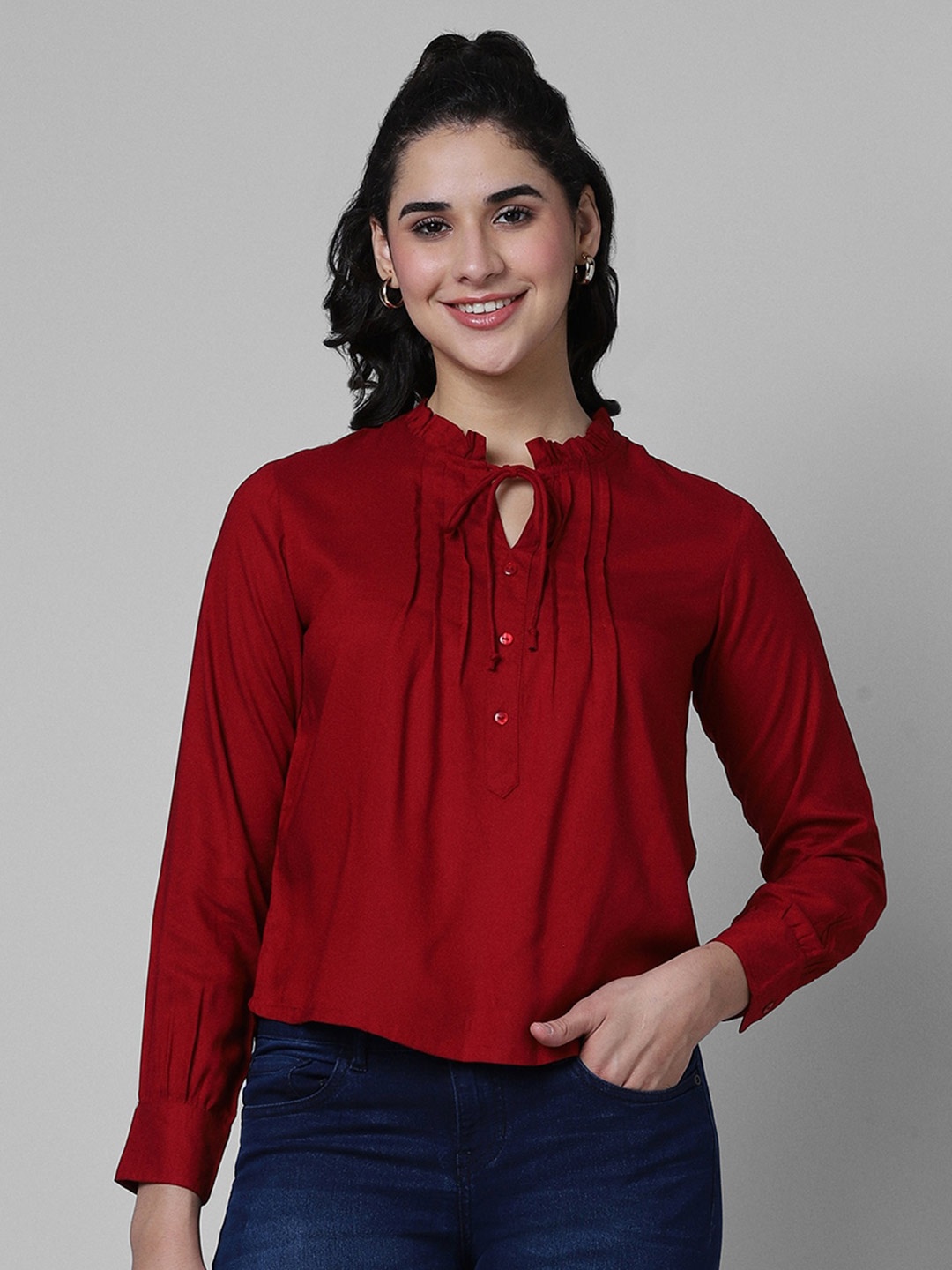 

Pantaloons Tie-Up Neck Top, Red