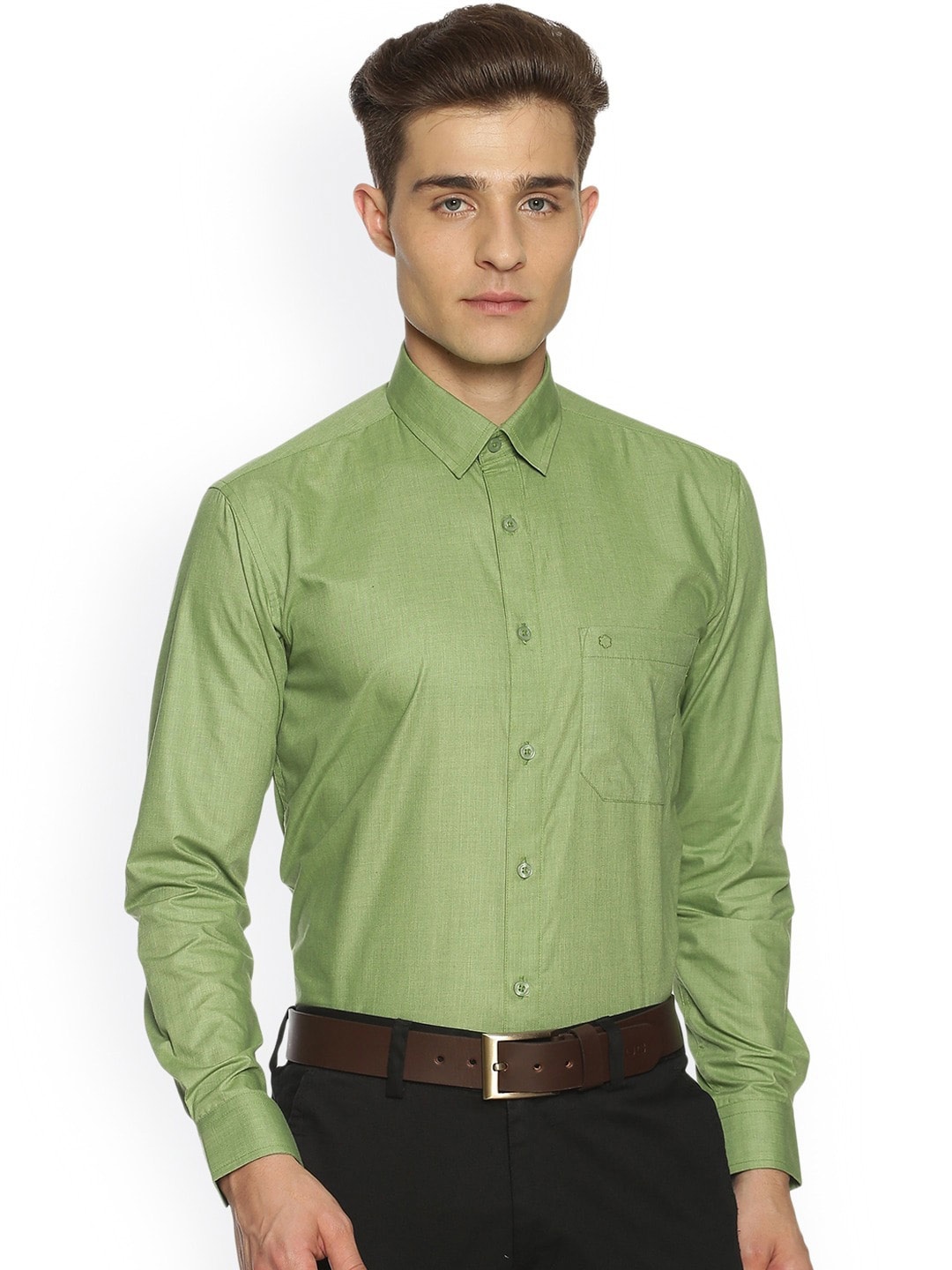 

Jansons Spread Collar Long Sleeves Formal Shirt, Green