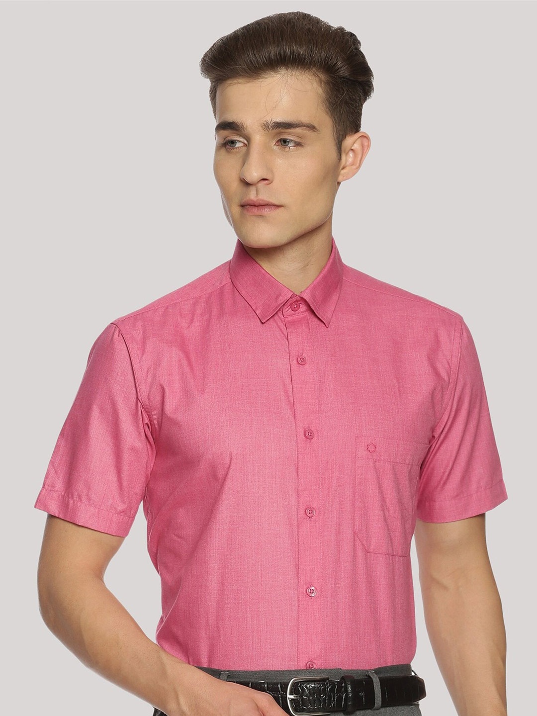 

Jansons Spread Collar Chest Pocket Formal Shirt, Pink