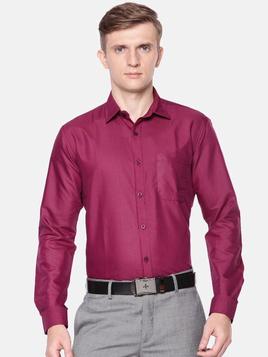 

Jansons Spread Collar Long Sleeves Formal Shirt, Magenta