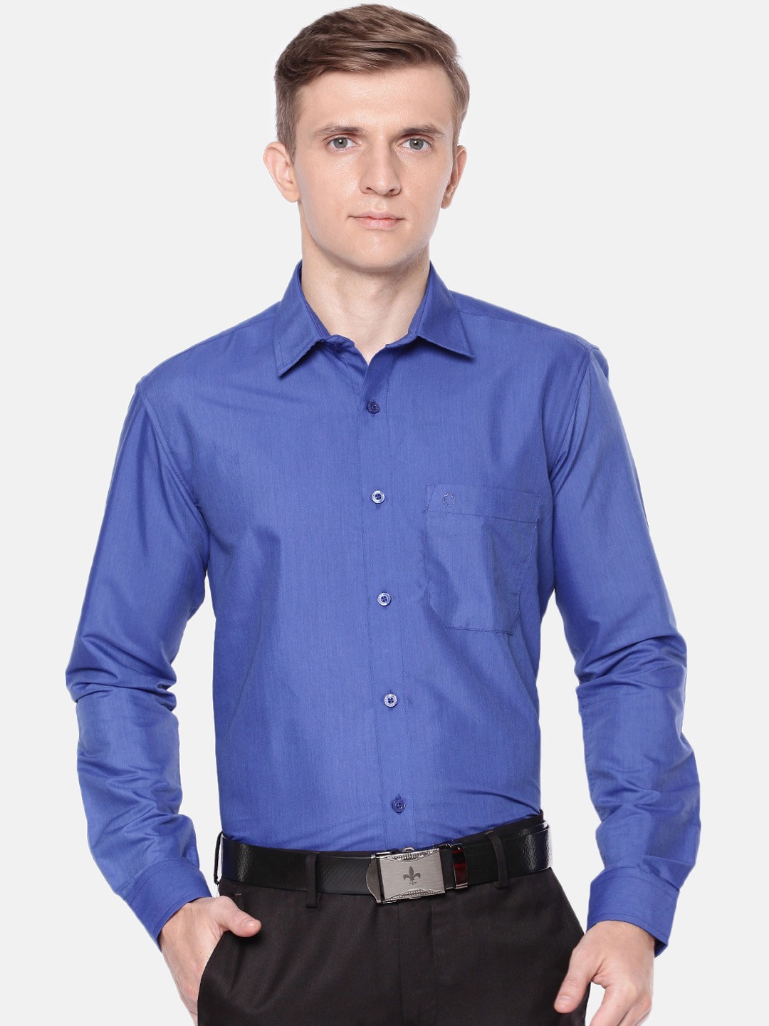 

Jansons Spread Collar Long Sleeves Formal Shirt, Blue