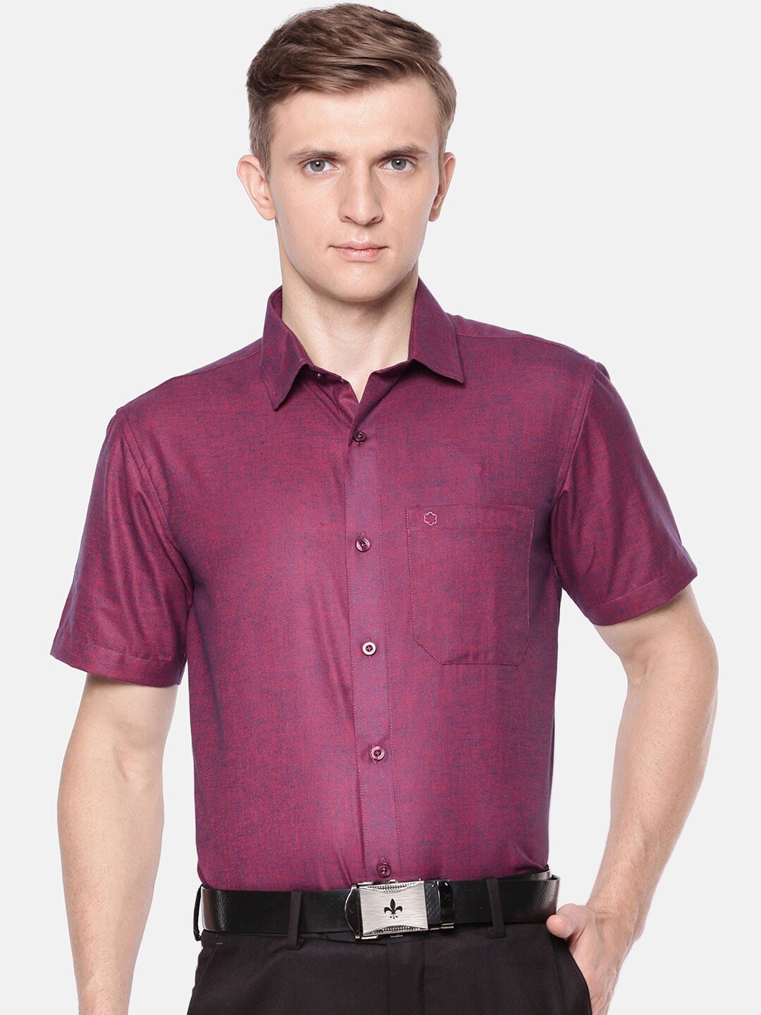 

Jansons Spread Collar Chest Pocket Formal Shirt, Purple