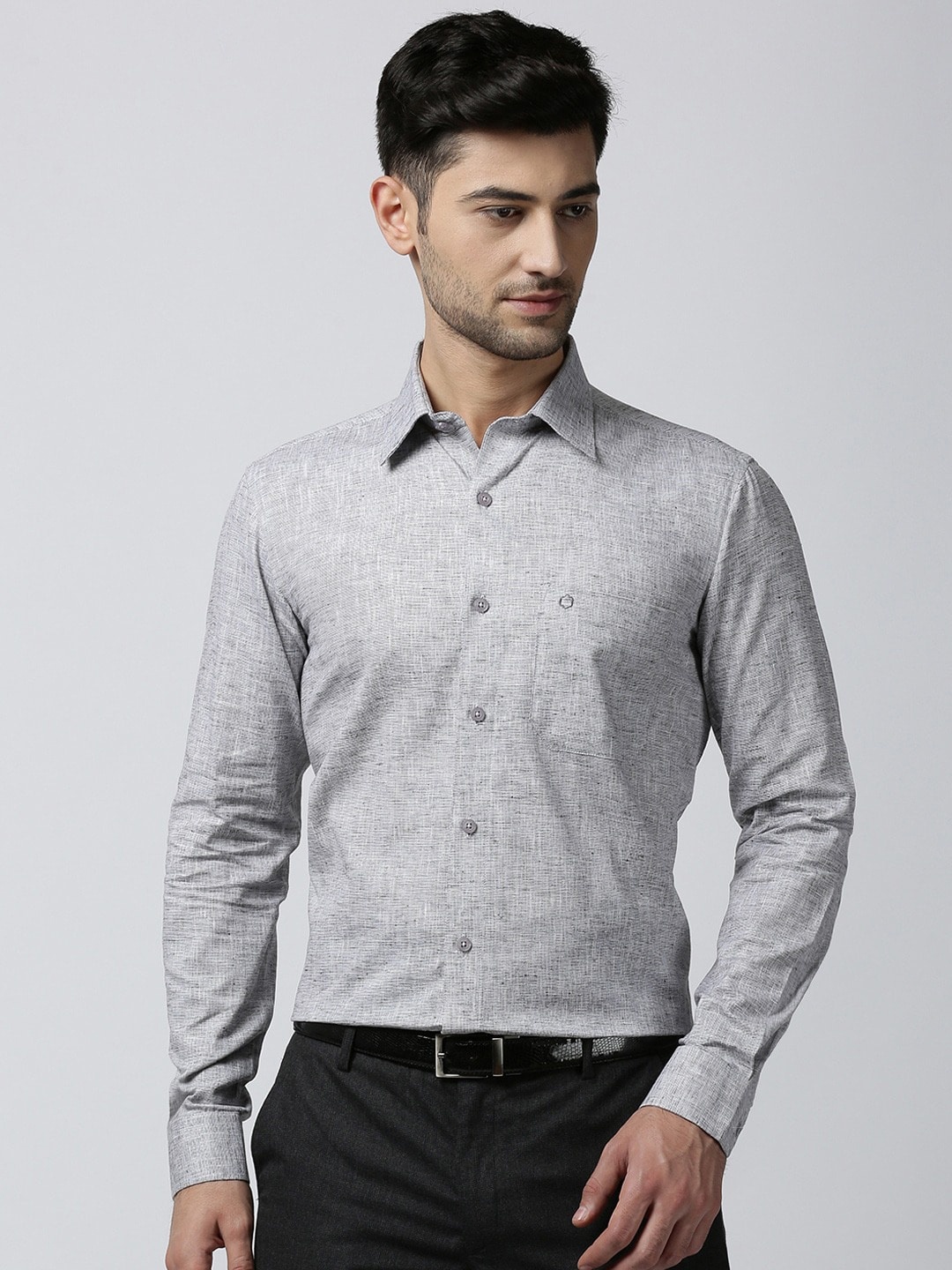 

Jansons Spread Collar Long Sleeves Cotton Formal Shirt, Grey