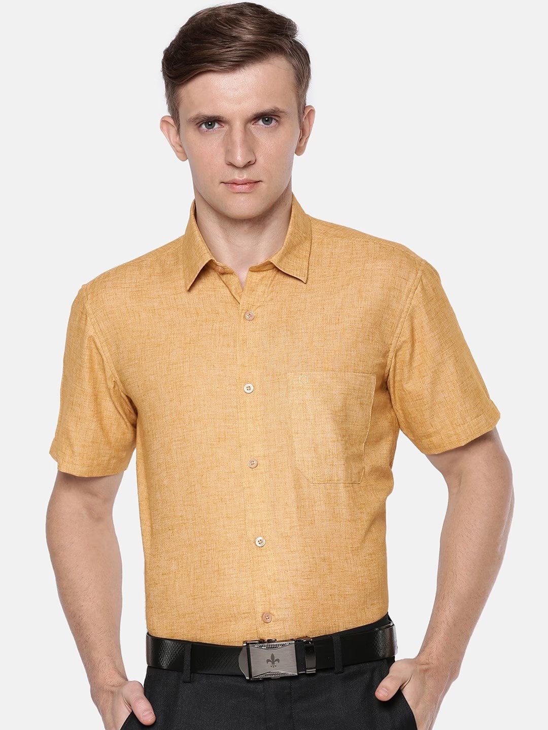 

Jansons Spread Collar Short Sleeves Formal Shirt, Mustard