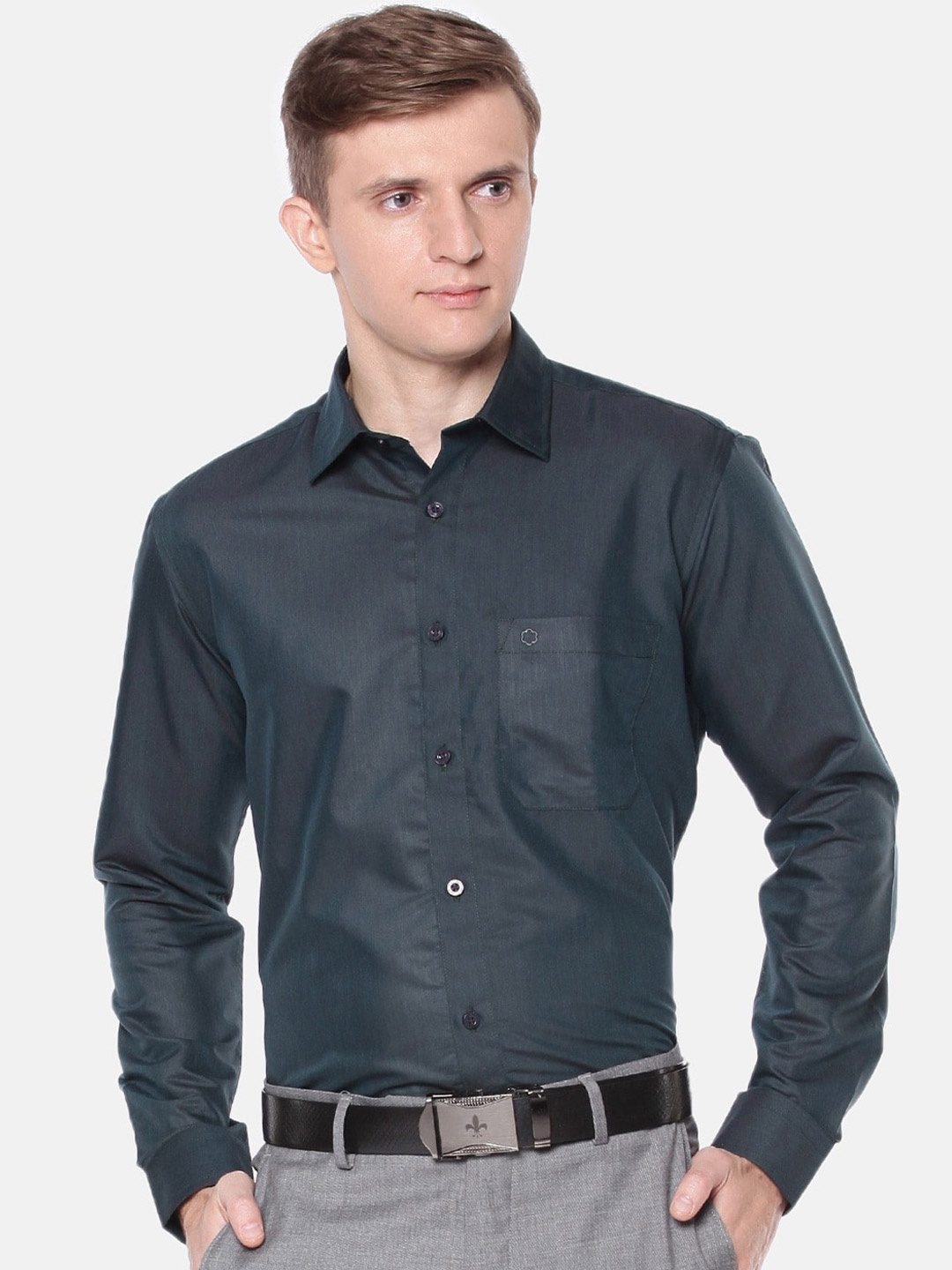 

Jansons Spread Collar Long Sleeves Formal Shirt, Teal