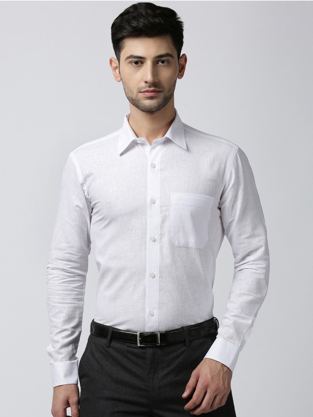 

Jansons Spread Collar Long Sleeves Cotton Formal Shirt, White