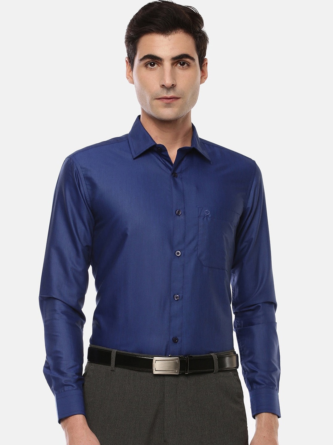 

Jansons Spread Collar Long Sleeves Formal Shirt, Navy blue