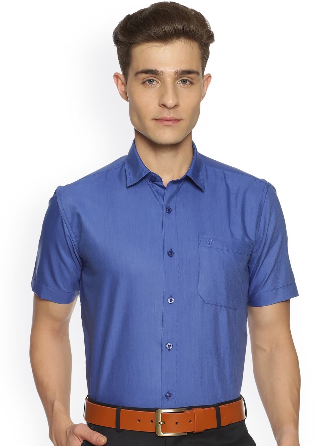 

Jansons Spread Collar Short Sleeves Formal Shirt, Blue