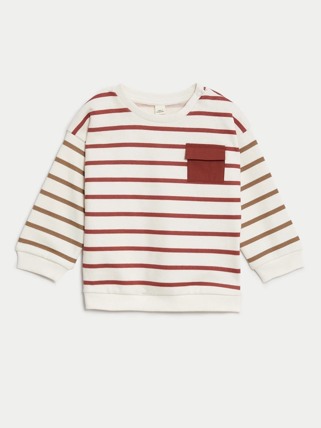 

Marks & Spencer Boys Striped Cotton Pullover Sweatshirt, Red