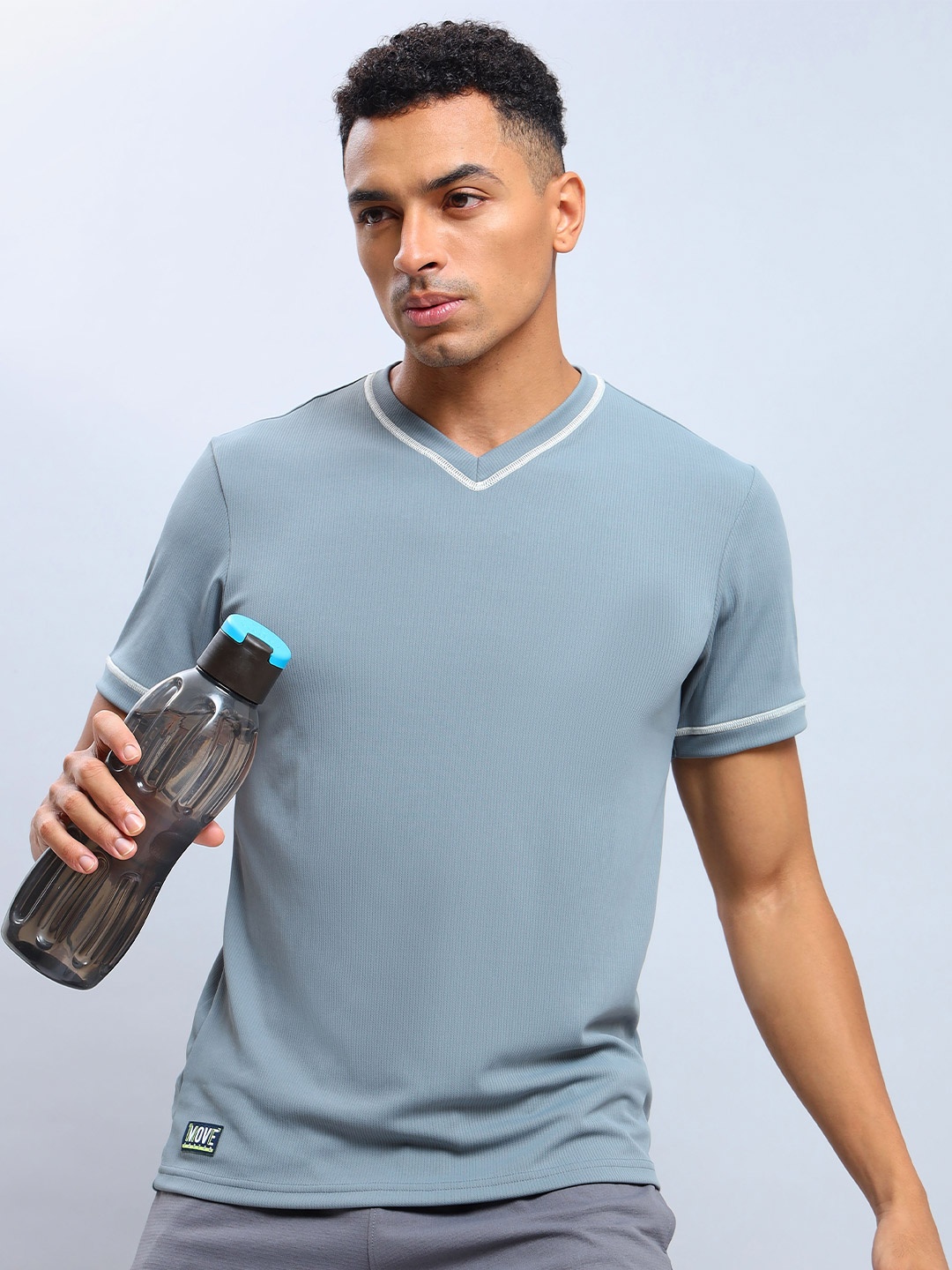 

Technosport V-Neck Antimicrobial Slim Fit T-shirt, Grey
