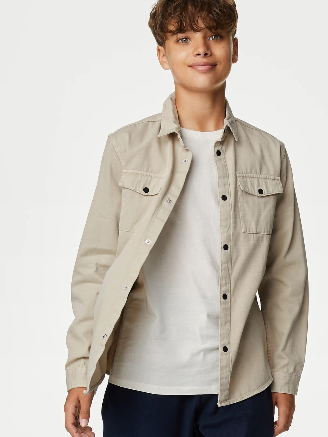 

Marks & Spencer Boys Twill Casual Pure Cotton Shirt, Beige
