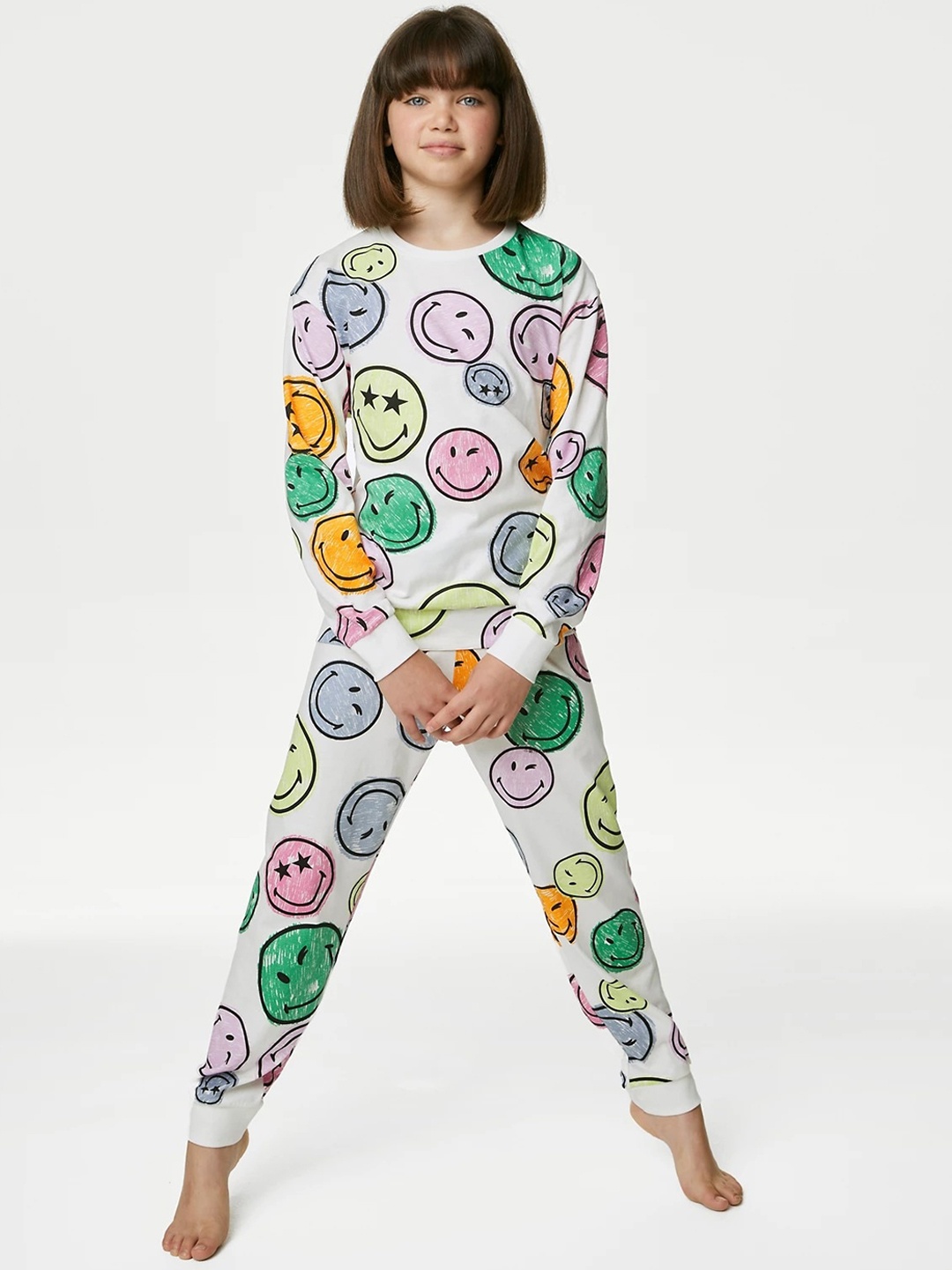 

Marks & Spencer Girls Conversational Printed Pure Cotton T-Shirt & Pyjamas, White