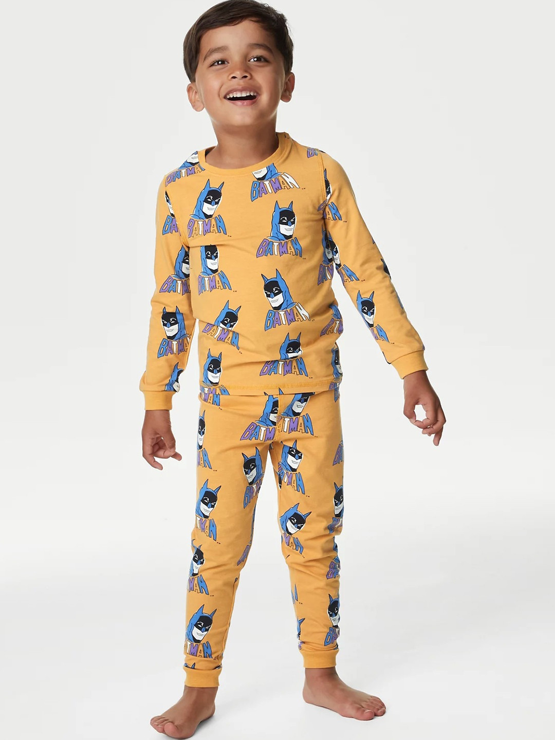 

Marks & Spencer Boys Graphic Batman Printed Pure Cotton T-shirt & Pyjama, Yellow