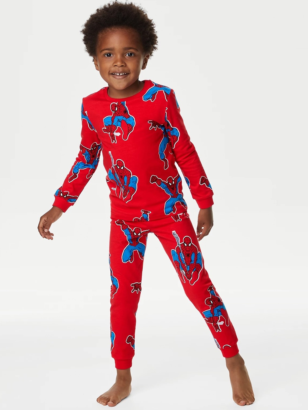 

Marks & Spencer Boys Graphic Spider Man Printed T-Shirt & Pyjama, Red