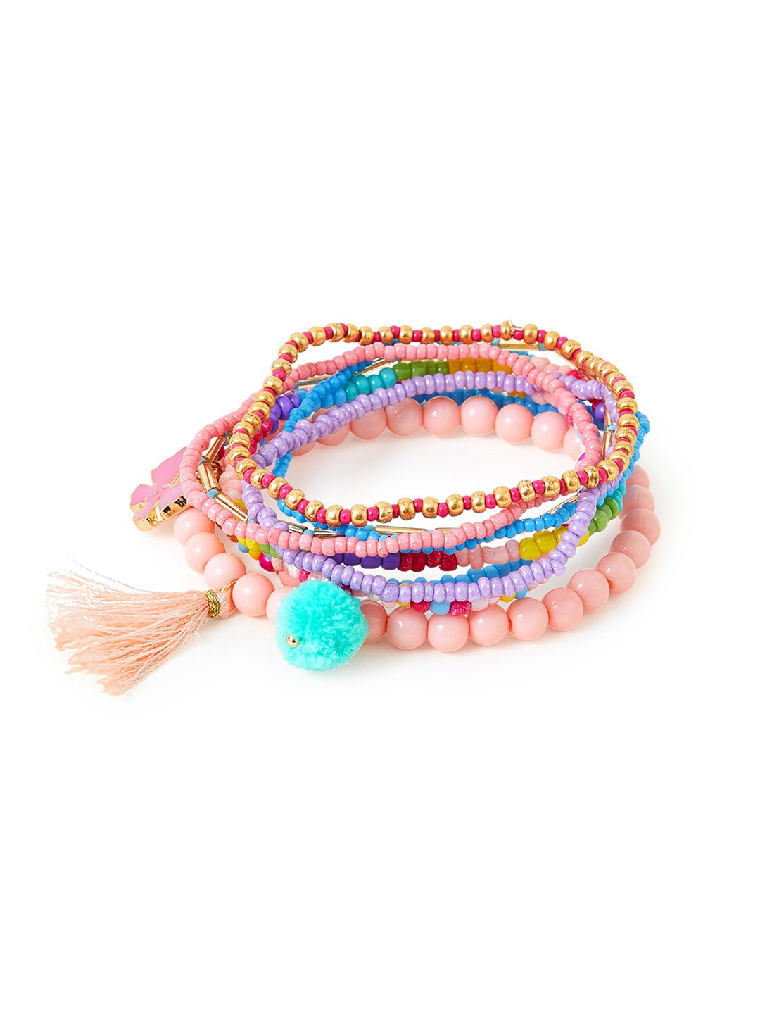 

Accessorize Girls Set Of 9 Artificial Beaded Bracelets, Green