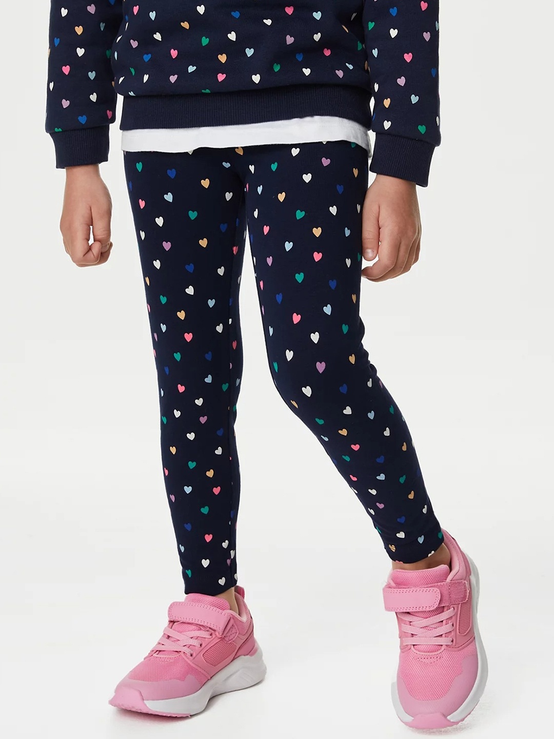 

Marks & Spencer Girls Printed Ankle Length Leggings, Navy blue