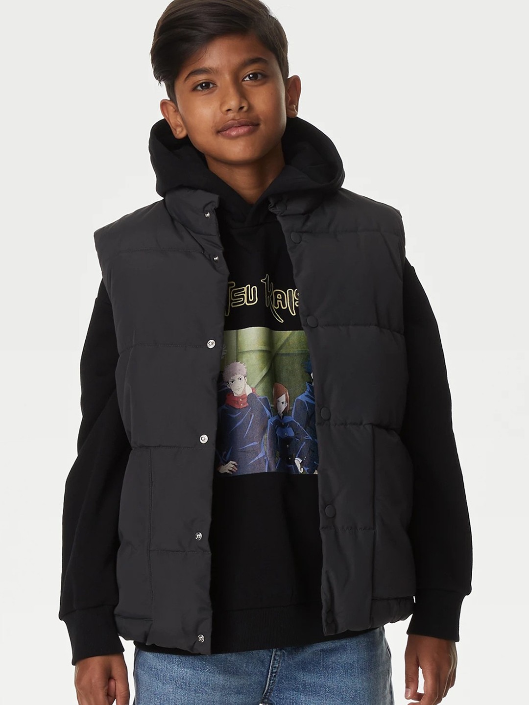 

Marks & Spencer Boys Mock Collar Lightweight Padded Jacket, Charcoal