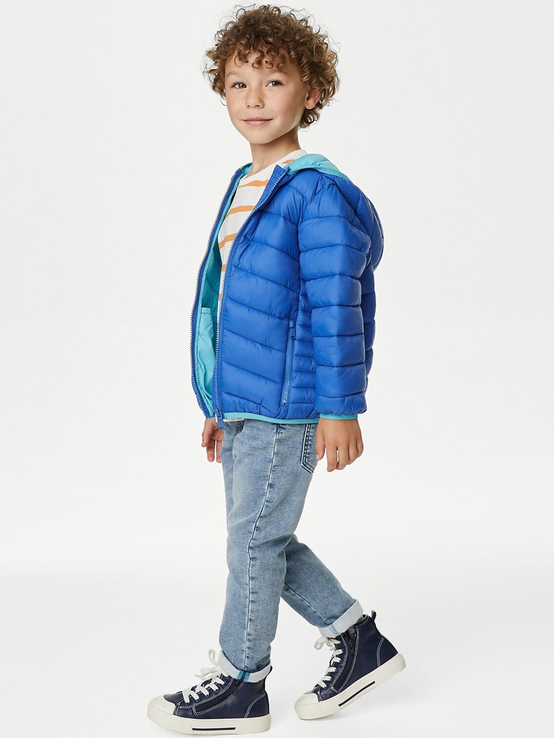 

Marks & Spencer Boys Hooded Lightweight Puffer Jacket, Blue