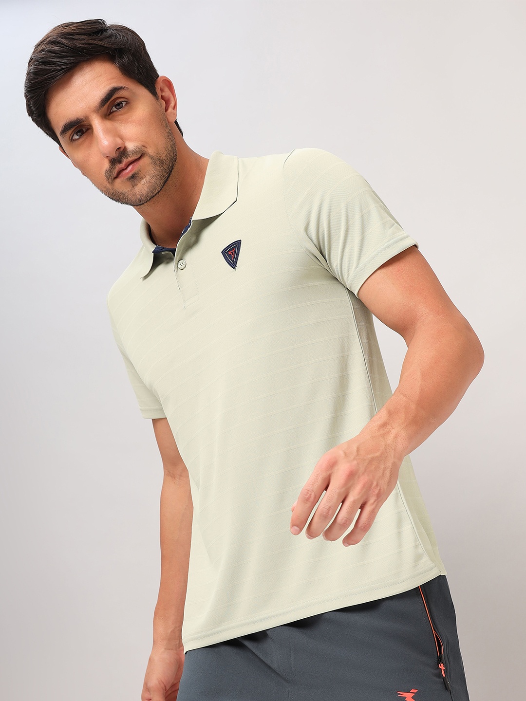 

Technosport Striped Polo Collar Anti Odour Slim Fit Sports T-Shirt, Green