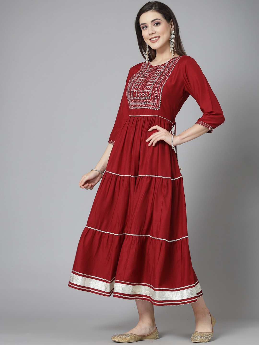 

Stylum Women Embroidered Ethnic Dress, Maroon