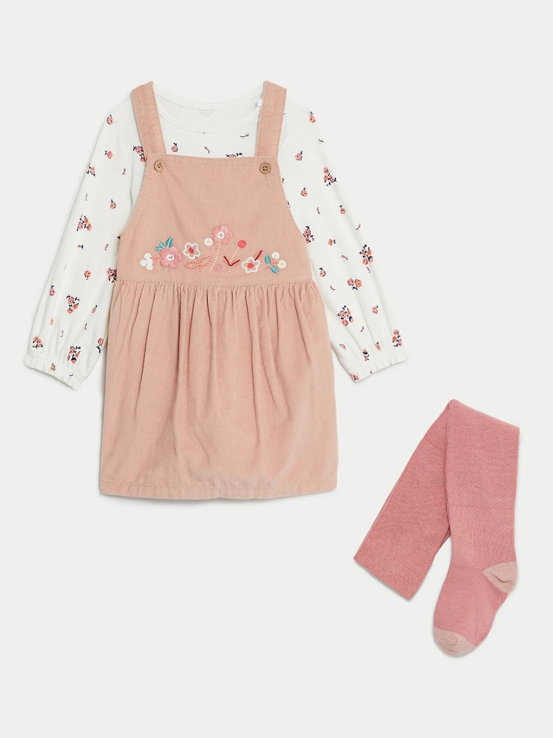 

Marks & Spencer Pure Cotton Dungaree With Top, Pink