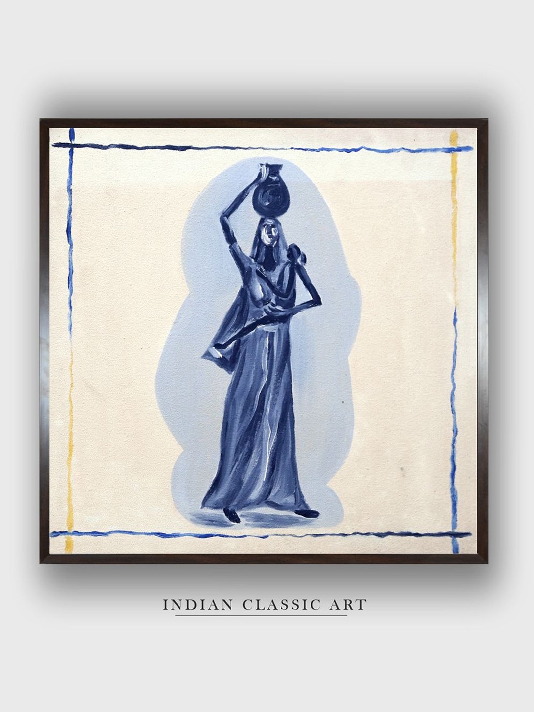 

INDIAN CLASSIC ART White & Blue Indian Folk Wall Art
