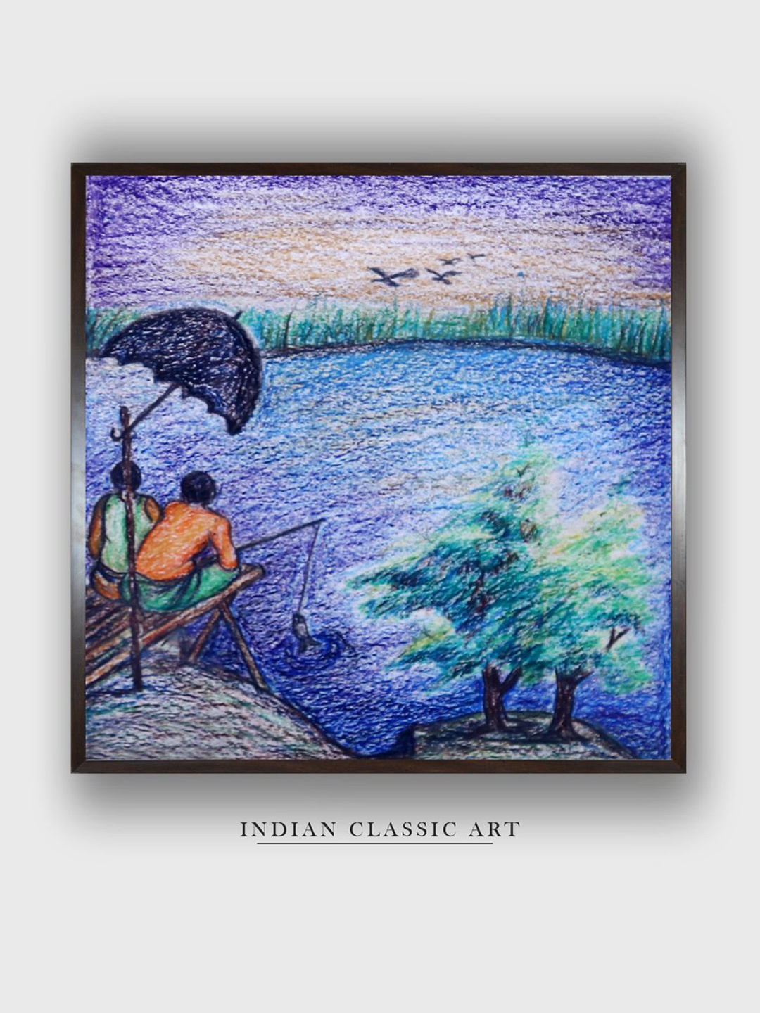 

INDIAN CLASSIC ART Blue & Green Indian Folk Wall Art