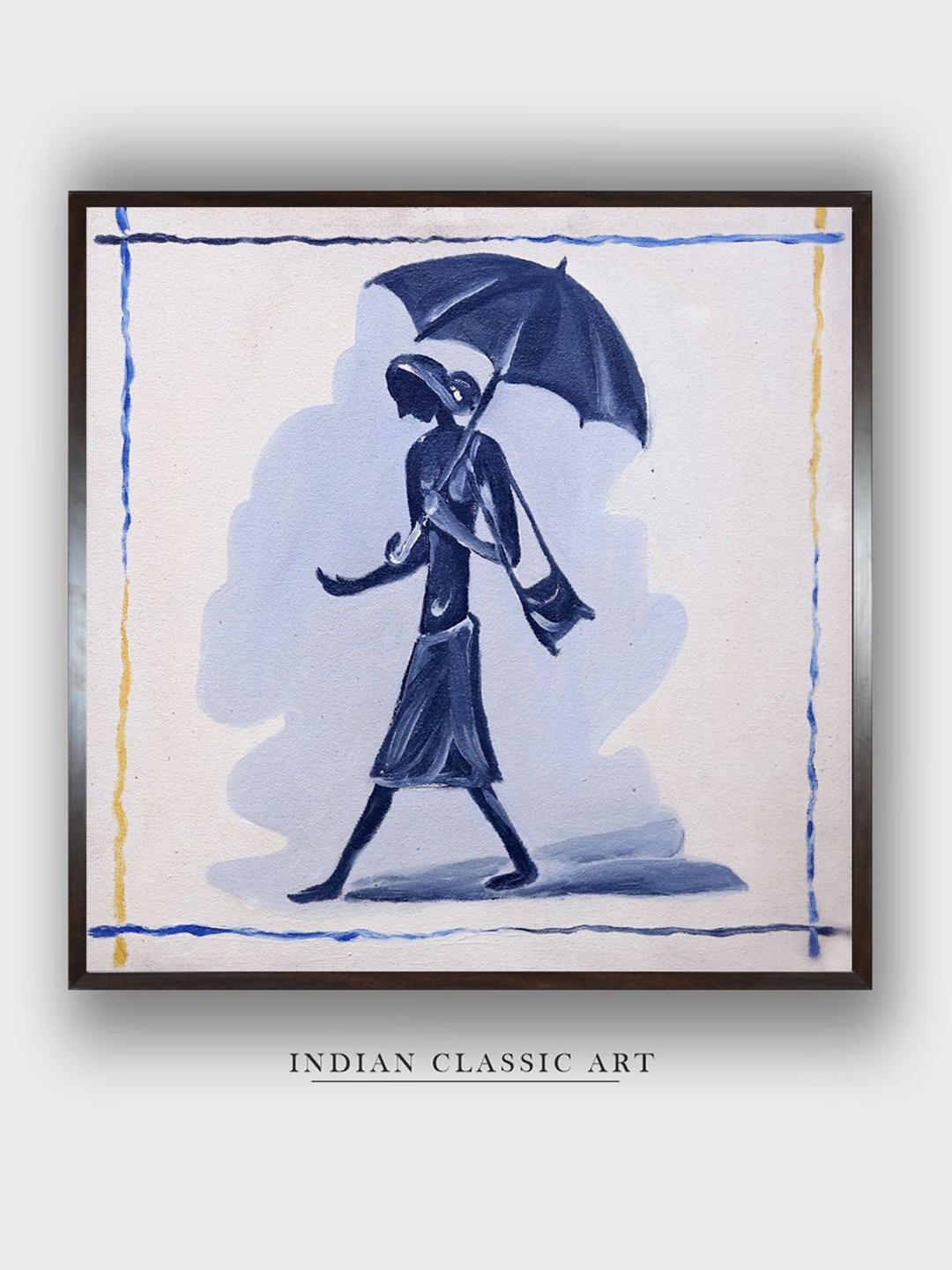

INDIAN CLASSIC ART White & Blue Indian Folk Wall Art