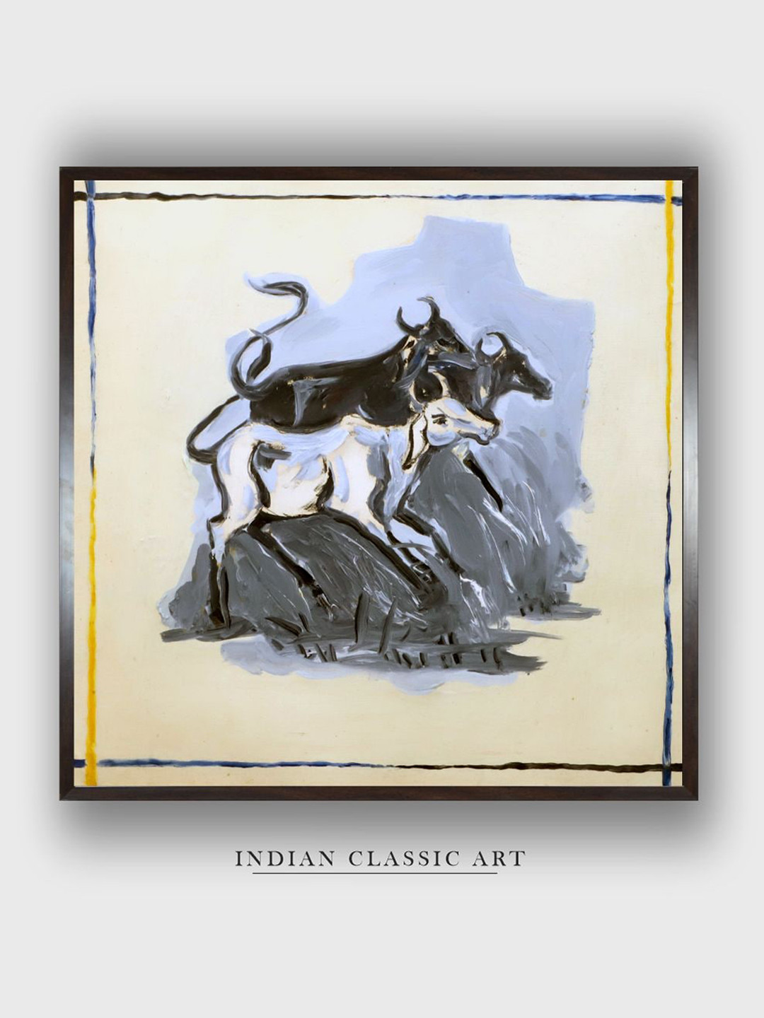 

INDIAN CLASSIC ART White & Blue Indian Folk Wall Art