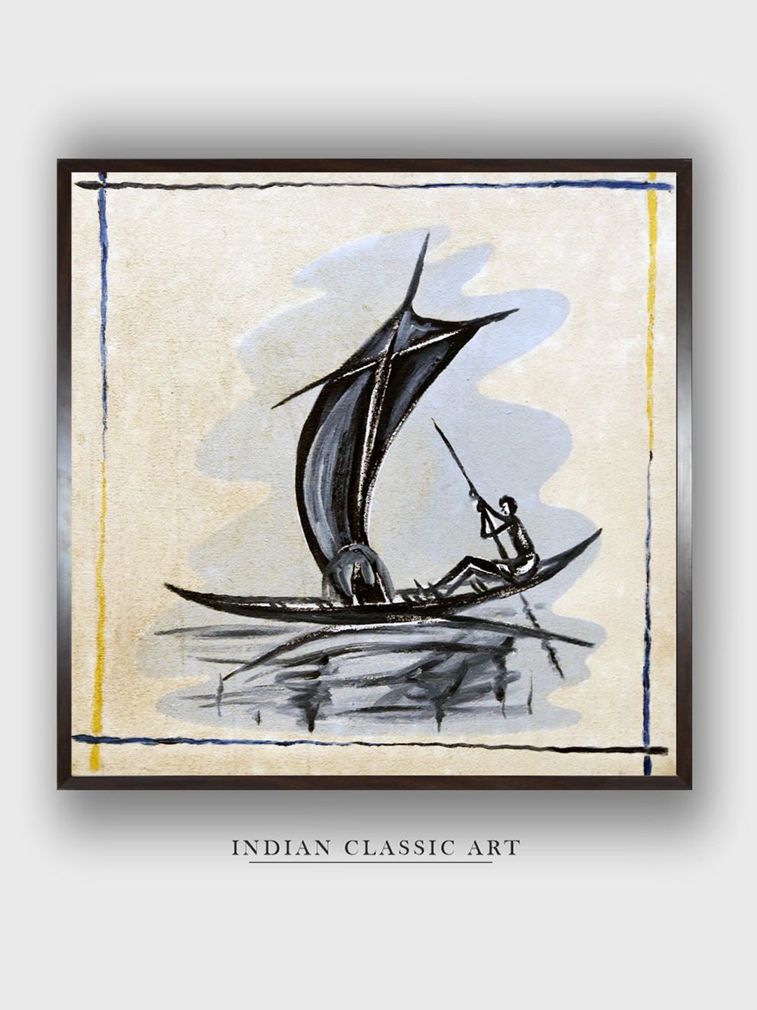 

INDIAN CLASSIC ART White & Blue Indian Folk Wall Art