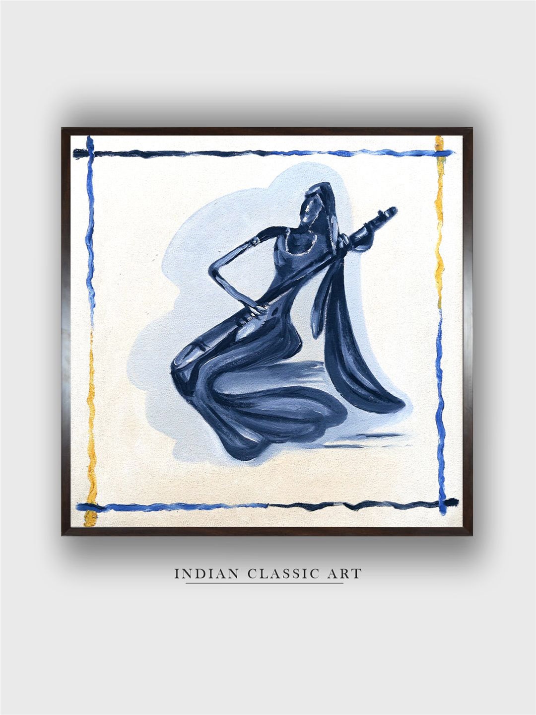 

INDIAN CLASSIC ART White & Blue Indian Folk Wall Art