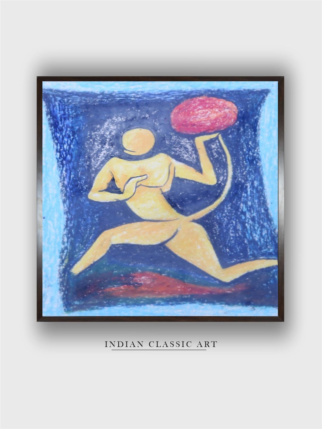 

INDIAN CLASSIC ART Blue & Beige Indian Folk Wall Art